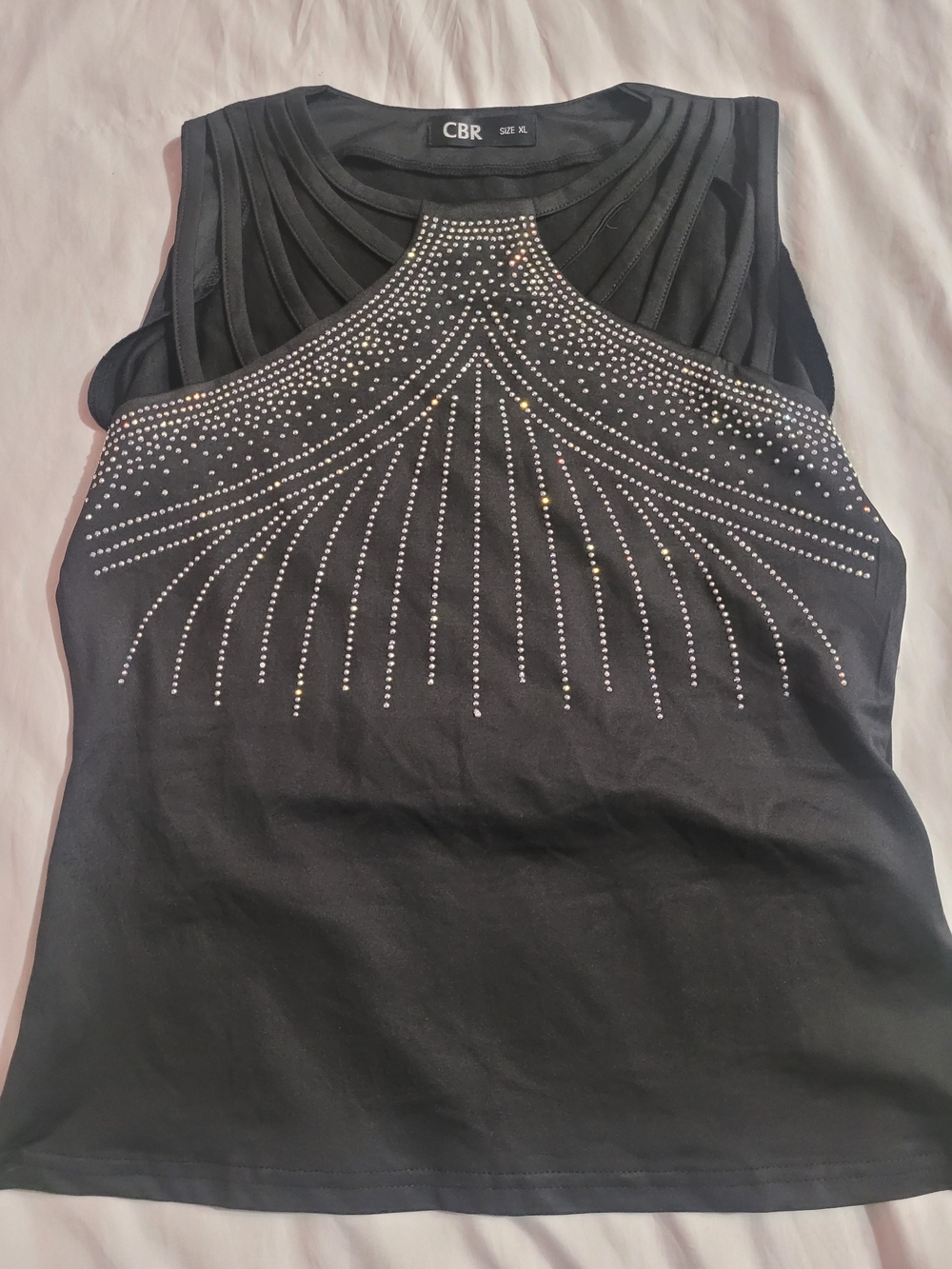 CBR Black Rhinestone Halter-Style Tank Top